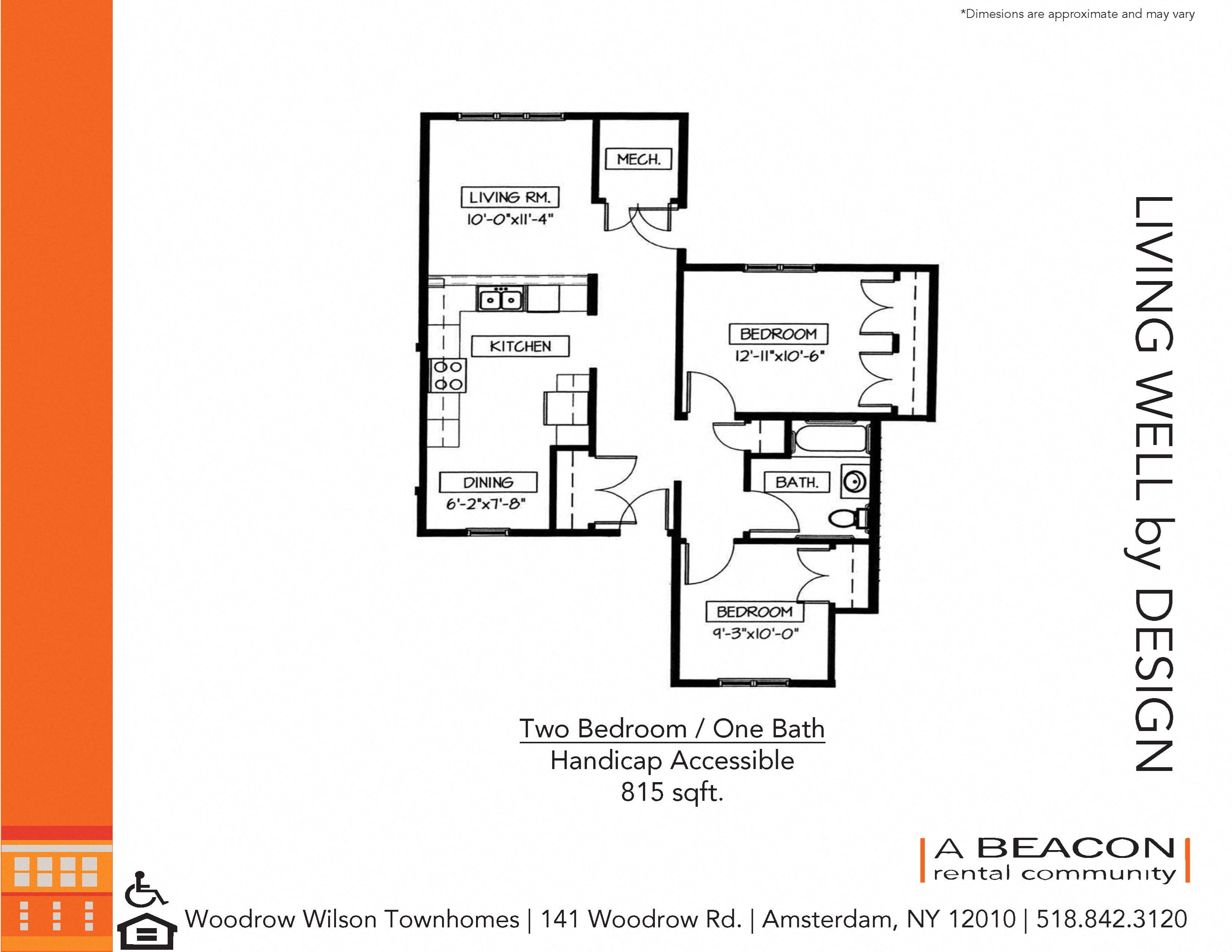 Two bedroom apartment at Woodrow Wilson Townhomes in Amsterdam, NY